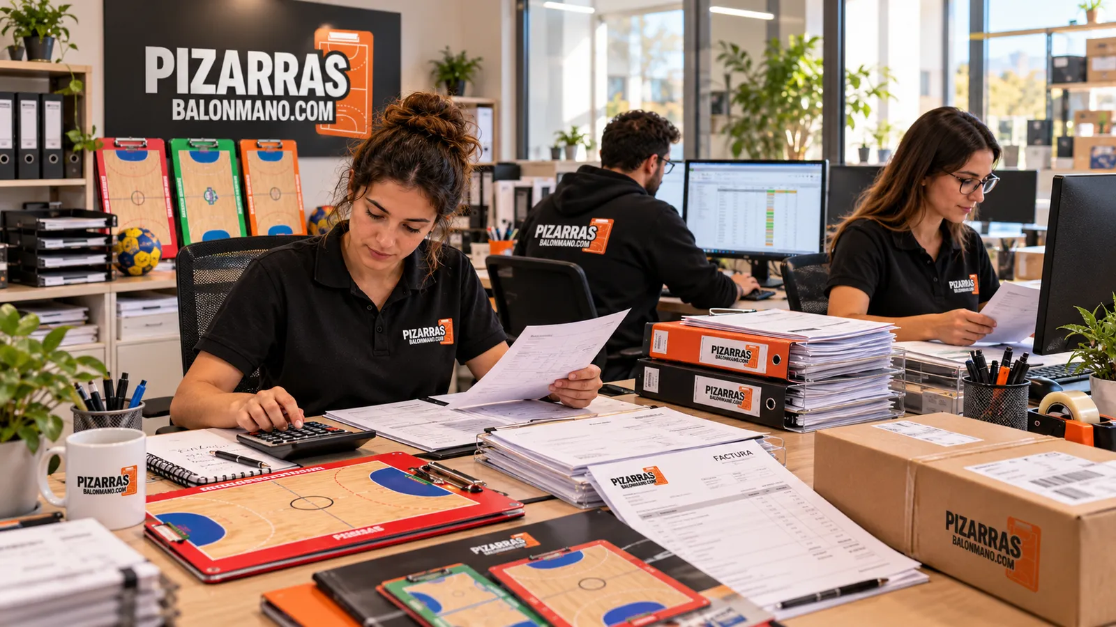 Escritório da oficina a tratar encomendas e faturas