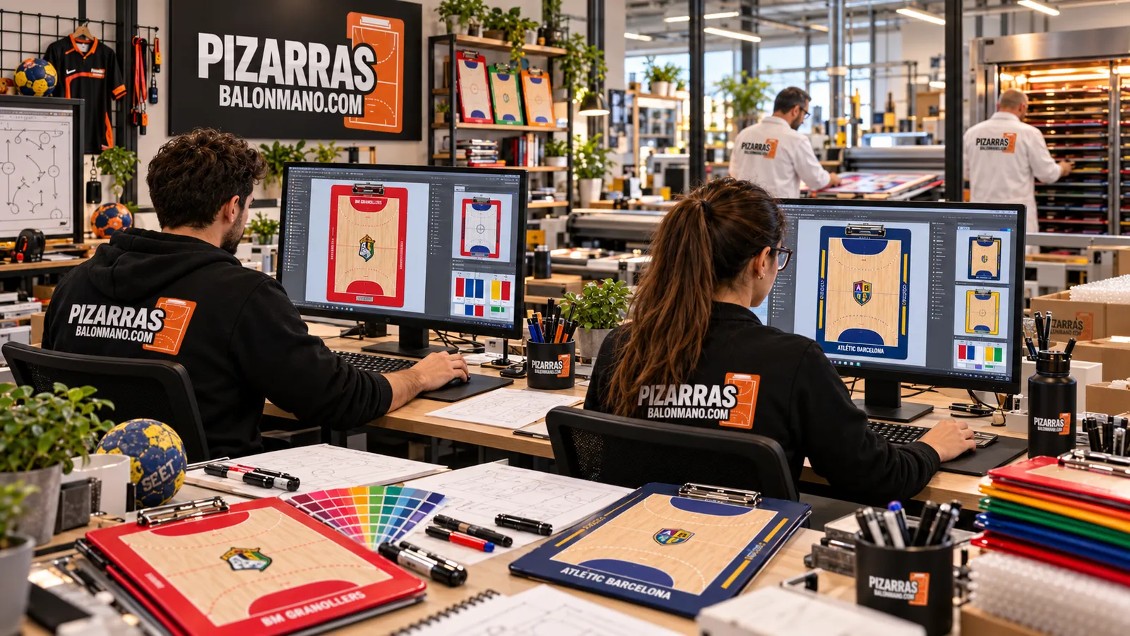 Designers a preparar quadros de andebol personalizados no ecrã