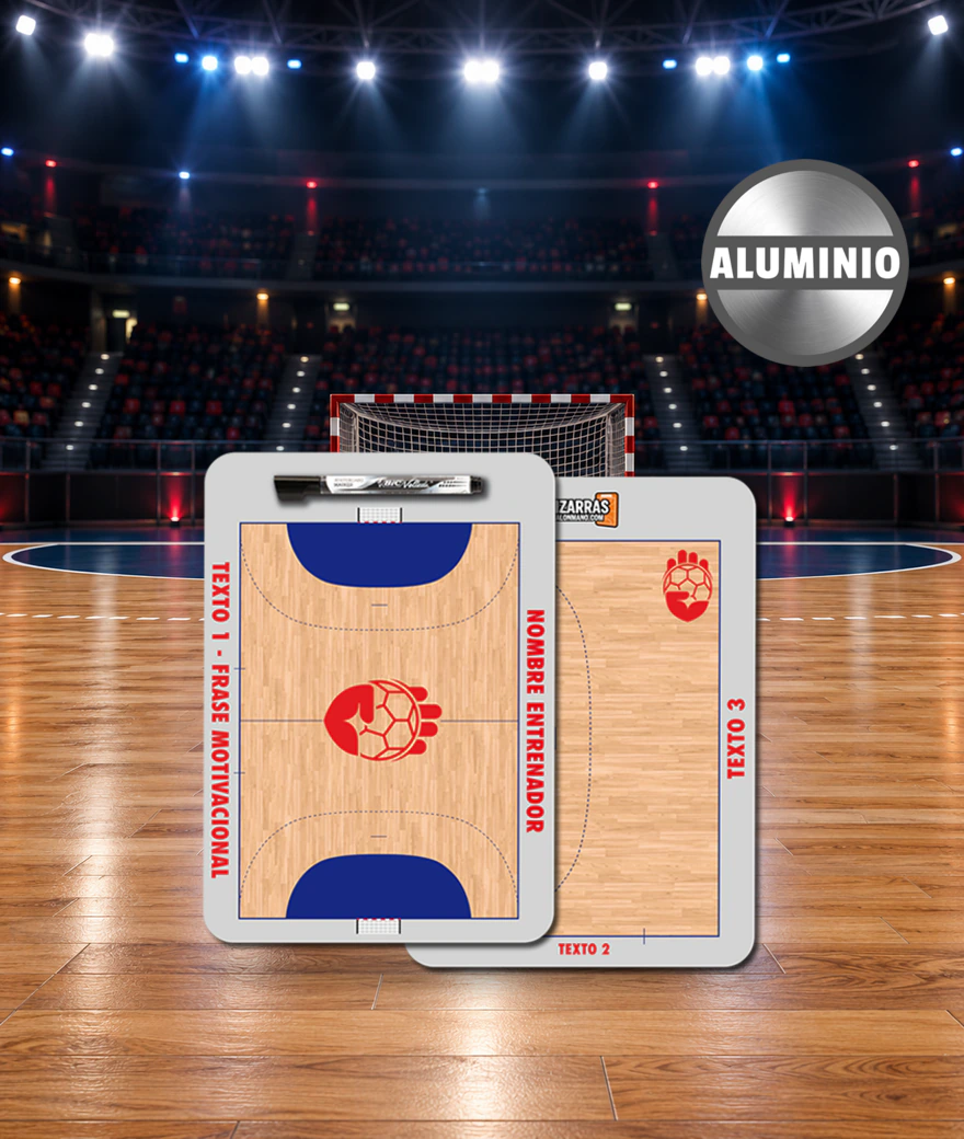 Quadro tático de andebol Casual Alumínio, frente e verso, no campo de um pavilhão